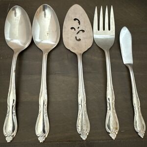 Wm Rogers Deluxe Serving Set Stainless Silverware Oneida Montclair Lot Of 5